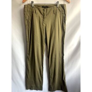 Theory Linen Blend Wide Leg Khaki Pants Mid Low Rise Size 4 Lagenlook Minimalist